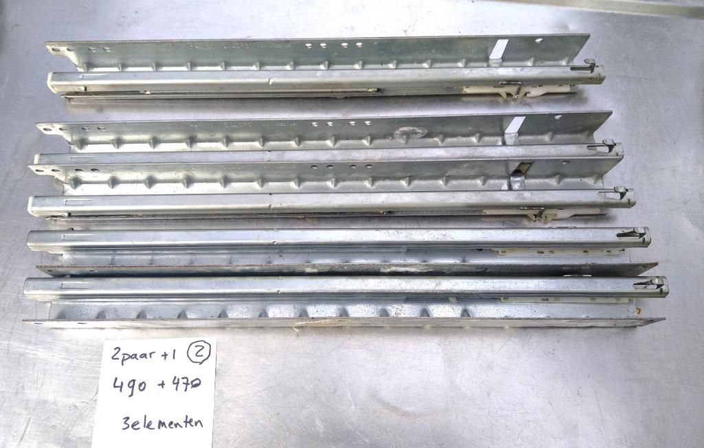 Partijtje telescooprails ladenrails ca 500mm, Doe-het-zelf en Verbouw, IJzerwaren en Bevestigingsmiddelen, Gebruikt, 250 mm of meer