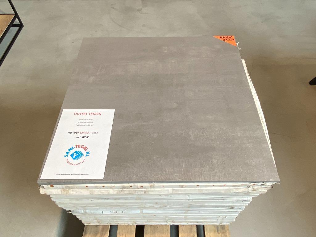 Restpartij tegel tegels 80 x 80 cm donkergrijs / zwart actie, Ophalen, 60 cm of meer, Nieuw, 10 m² of meer