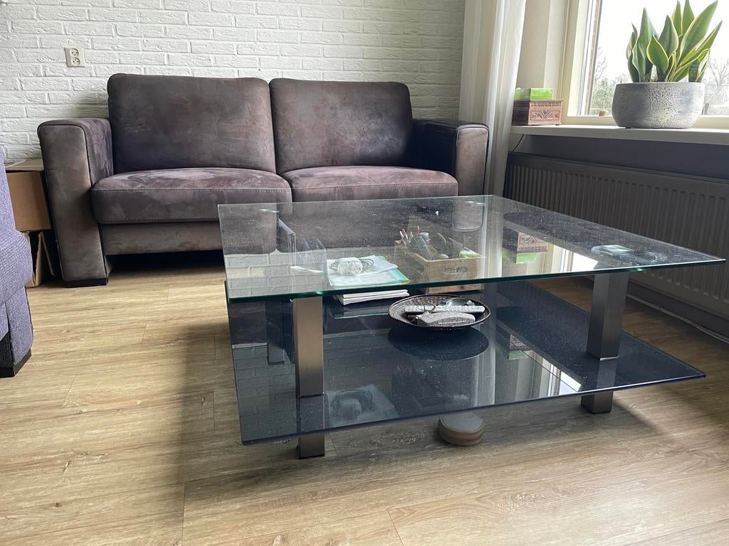 Salontafel, glazen tafel, tafel, Huis en Inrichting, Tafels | Salontafels, Ophalen, 100 tot 150 cm, 50 tot 100 cm, Zo goed als nieuw