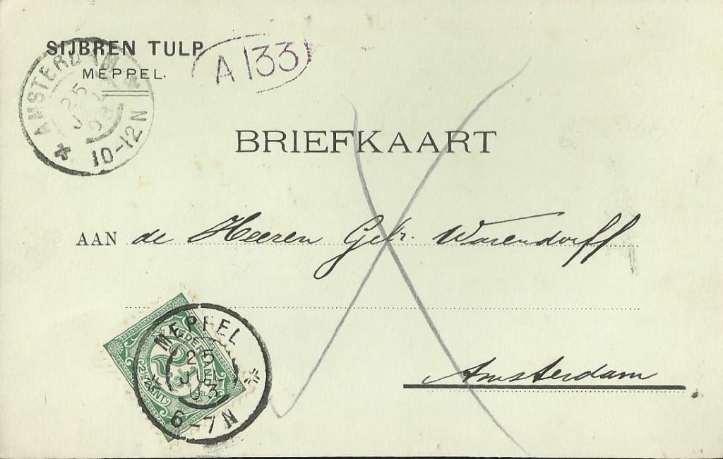 oude kaart uit Meppel 1903, Ophalen of Verzenden, T/m 1940, Gestempeld