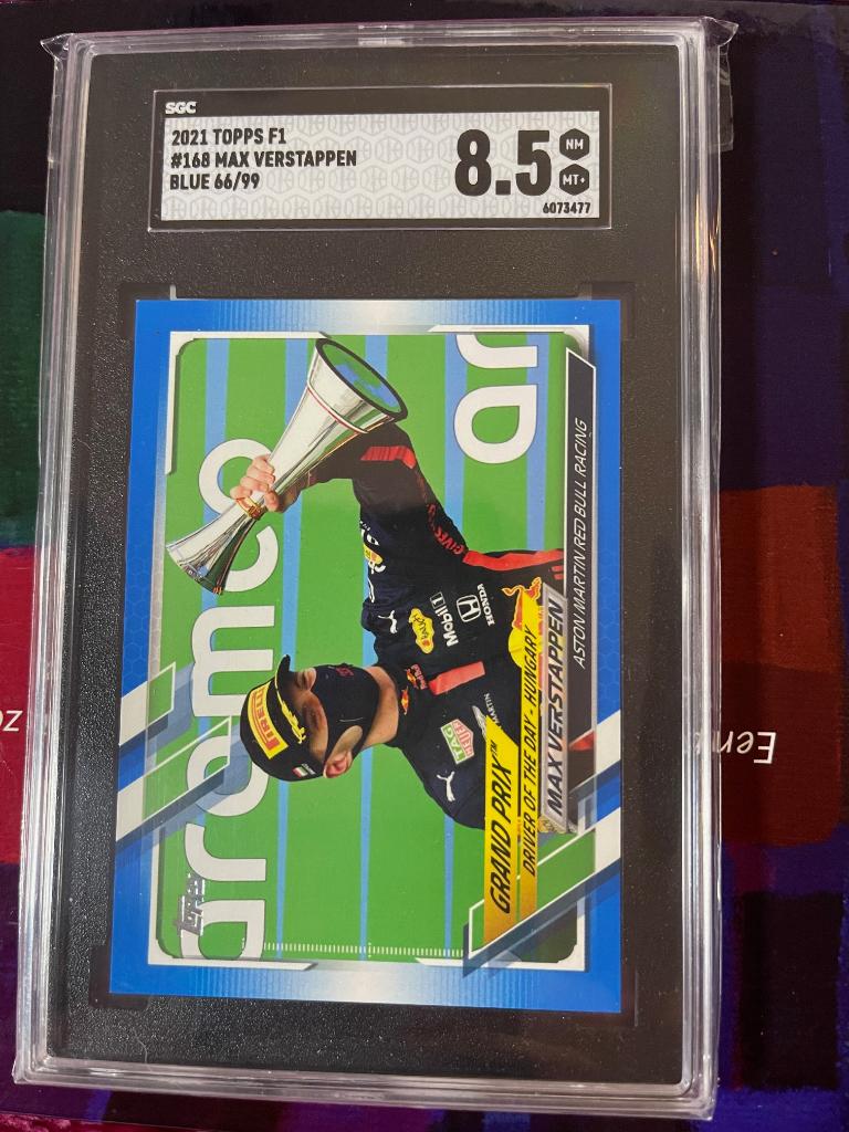 2021 topps f1 #168 max verstappen blue 66/99 8.5 SGC, Verzenden, Nieuw, Formule 1