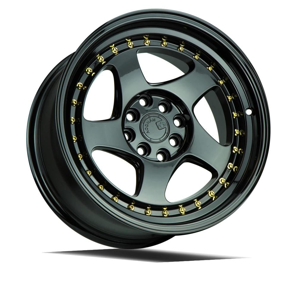 Aodhan AH01 Zwart goud 15 x 8.0J ET20 4x100 4x114.3, Ophalen of Verzenden