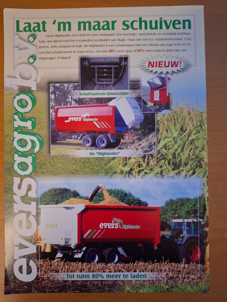Folder Evers agro laat 'm maar schuiven, Ophalen of Verzenden, Gelezen, Tractor en Landbouw