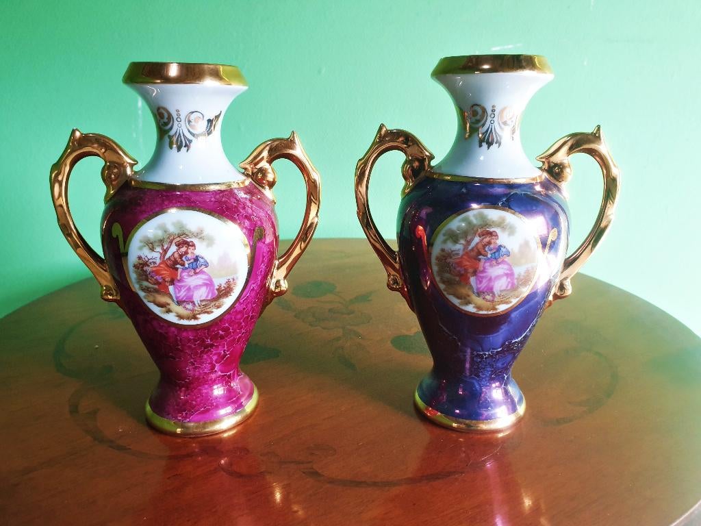 Koppel Paul Pastaud Limoges France vazen, Ophalen of Verzenden