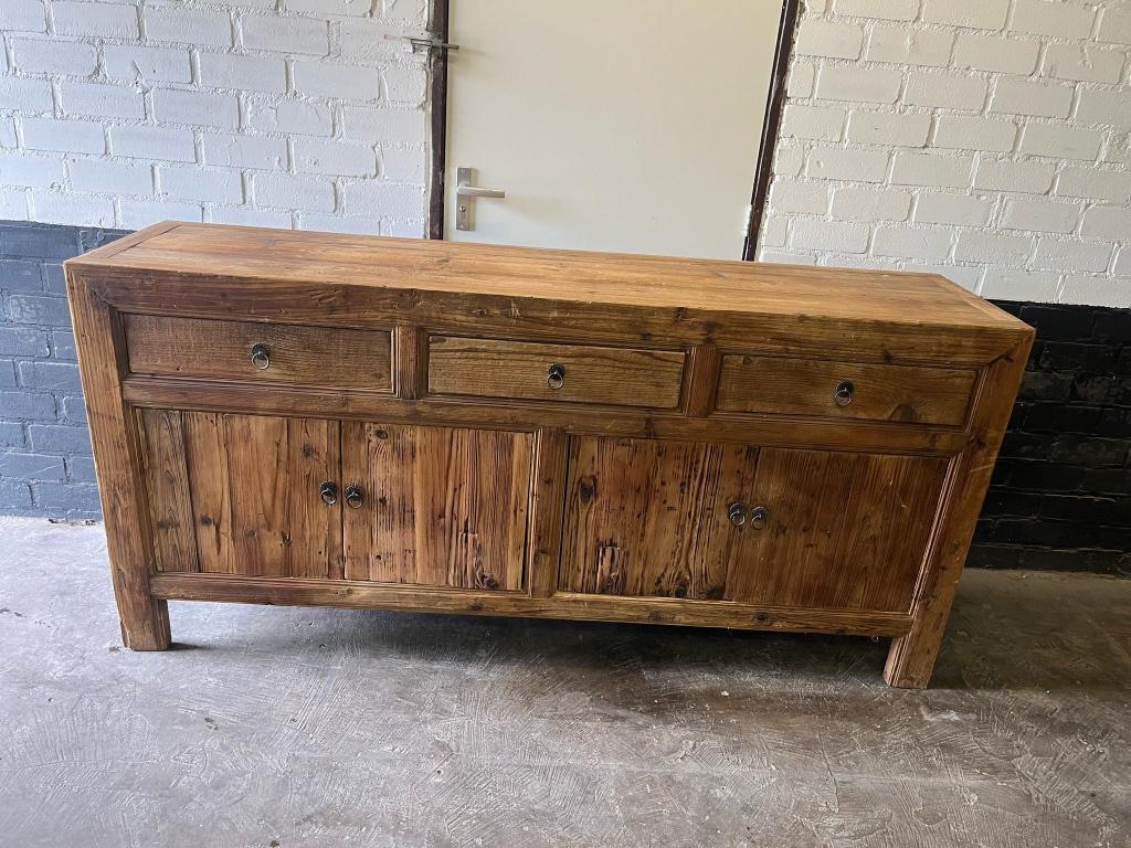 Chinees elmwood dressoir chinese kast 2 meter  stoer sober, Verburgt Vintage, Met deur(en), Ophalen of Verzenden, Chinees oosters Chinese orientaal elmwood aziatisch