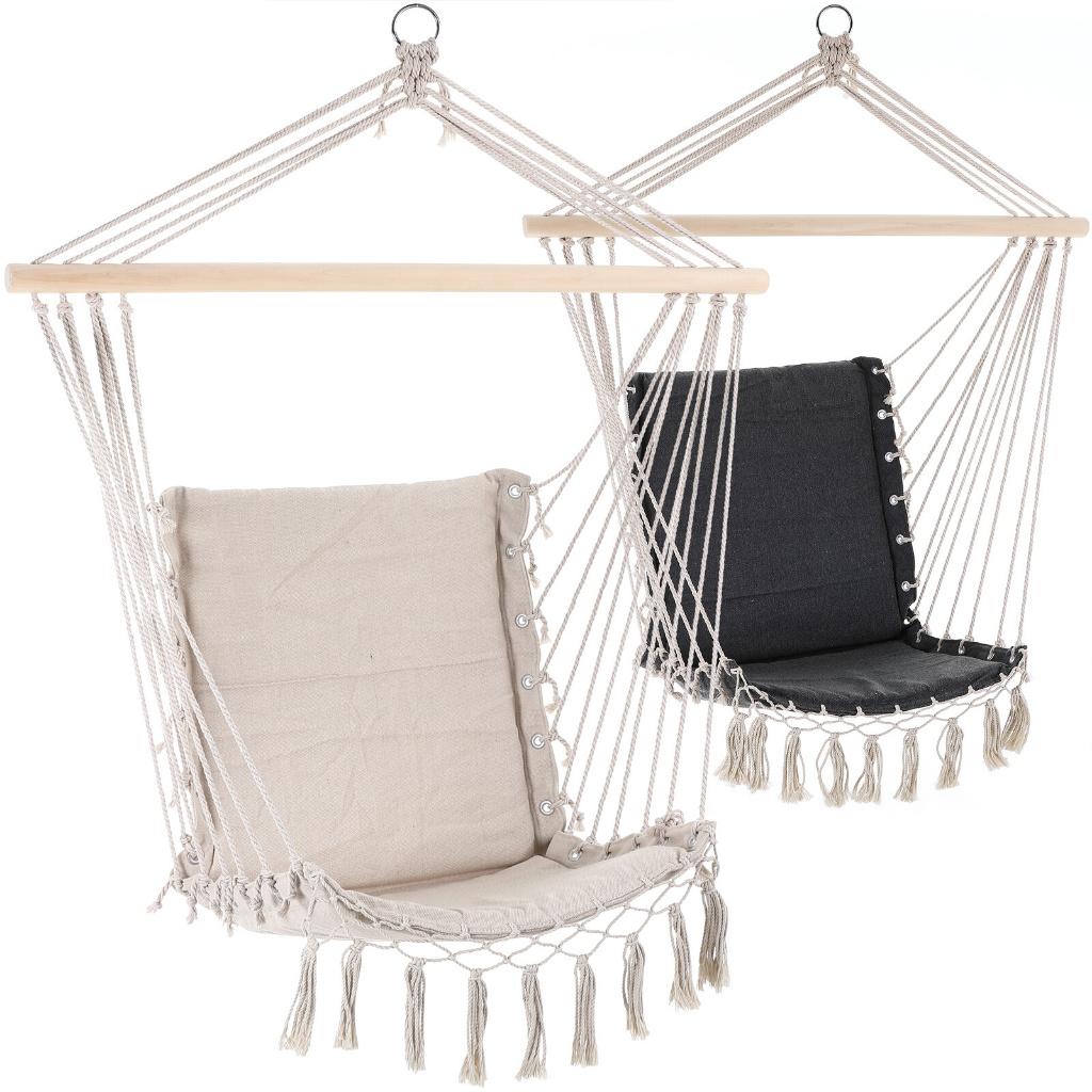 Hangstoel swing crème grijs 55x100cm GRATIS BEZORGD!, Huis en Inrichting, Stoelen, Verzenden, Zo goed als nieuw, Stof, Eén