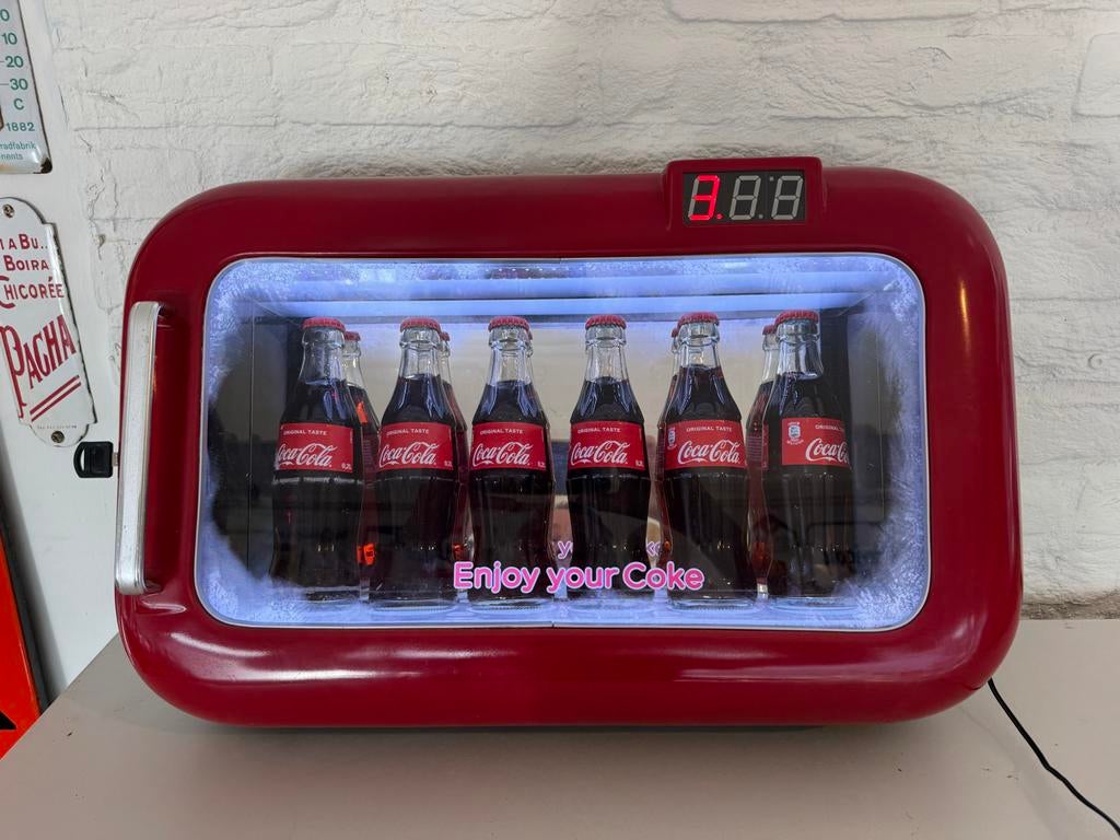 Coca-Cola Koelkast Display Reclame Lichtbak, Verzamelen, Merken en Reclamevoorwerpen, Ophalen, Gebruikt, ., Lichtbak of (neon) lamp