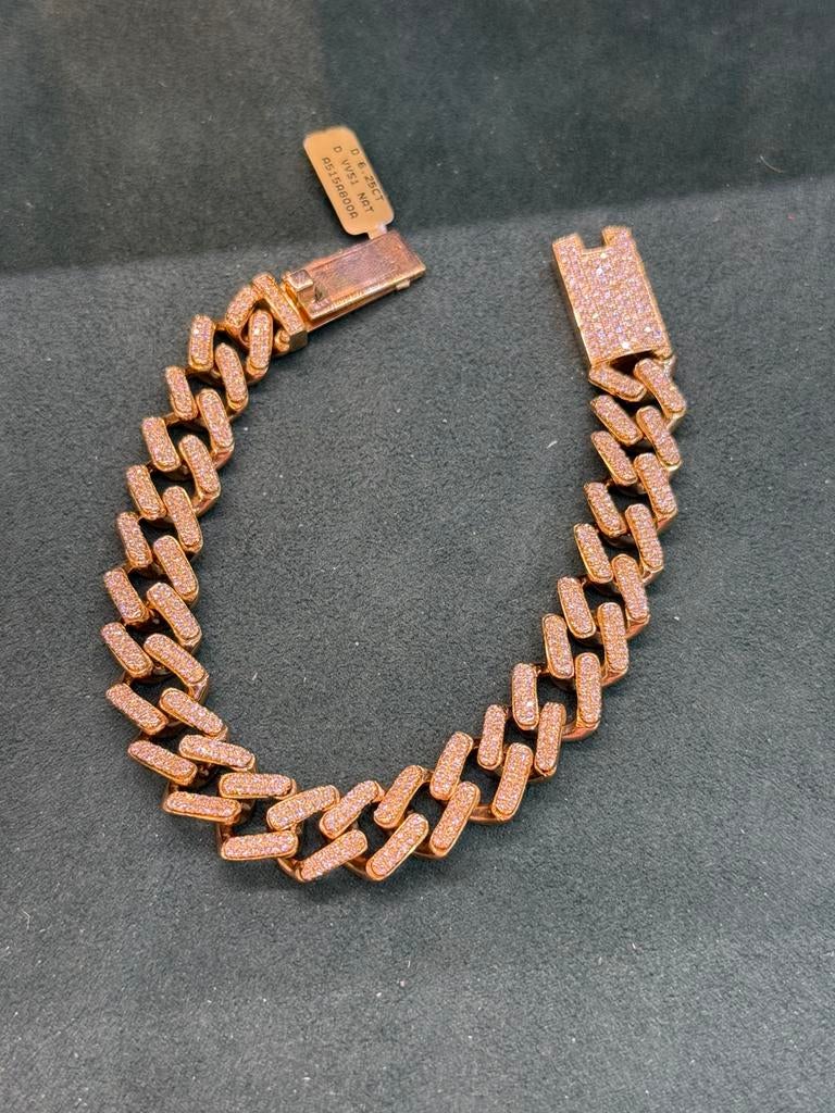 18KT Goud - 73.6 Gram - Diamanten Armband - CUBAN, Sieraden, Tassen en Uiterlijk, Ophalen, Nieuw, Goud, Goud