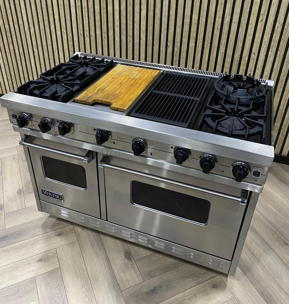 Luxe Viking Fornuis 122cm Gas 6 Branders + Grillplaat, 60 cm of meer, Grill, Ophalen of Verzenden, Zo goed als nieuw