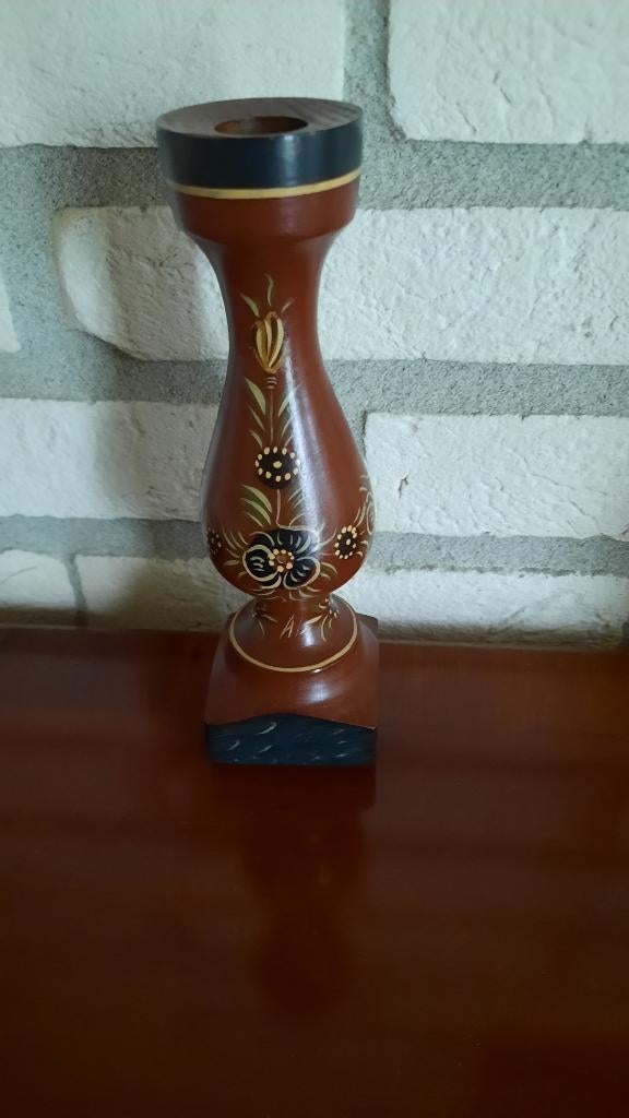 Kandelaar beschilderd met hindeloopen motief, Antiek en Kunst, Curiosa en Brocante, Ophalen of Verzenden