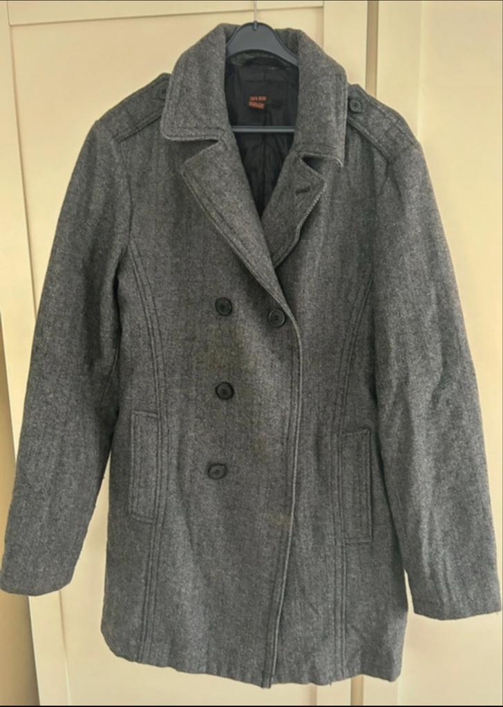 Zara winterjas/colbert, wol en nylon, gevoerd, stijlvol, Ophalen of Verzenden, Zo goed als nieuw, Grijs