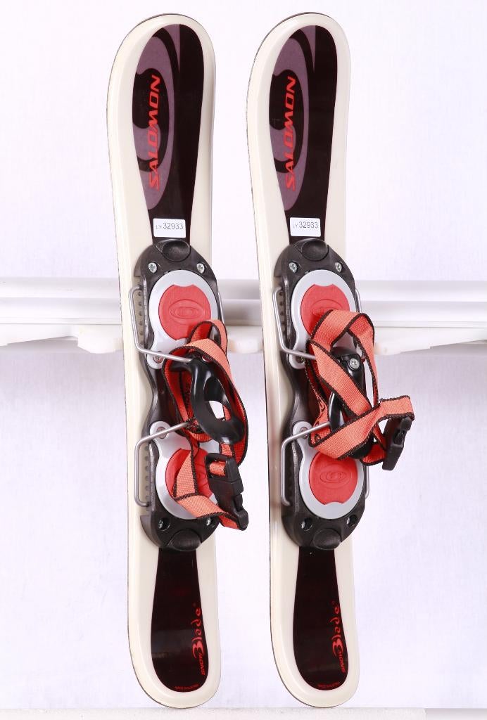 60 snowblade ski's SALOMON, white/black + Salomon TL9, Gebruikt, Carve, Skiën, Minder dan 100 cm