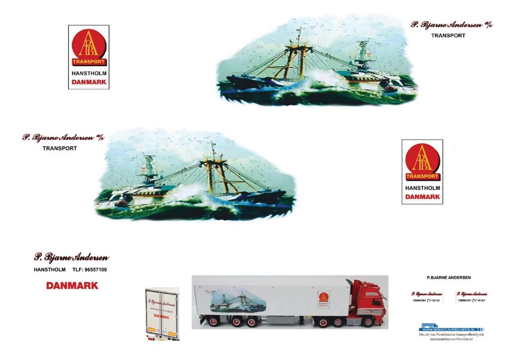 Vrachtauto decal 1:50 P. Bjarne Andersen ( type 1 ), Verzenden, Nieuw, Bus of Vrachtwagen, Overige merken