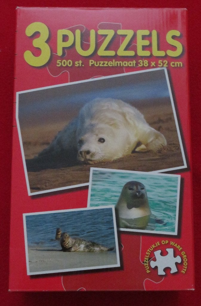 3 NIEUWE puzzels afbeelding zeehonden, legpuzzels in plastic, Hobby en Vrije tijd, Ophalen, 500 t/m 1500 stukjes, Nieuw, Legpuzzel