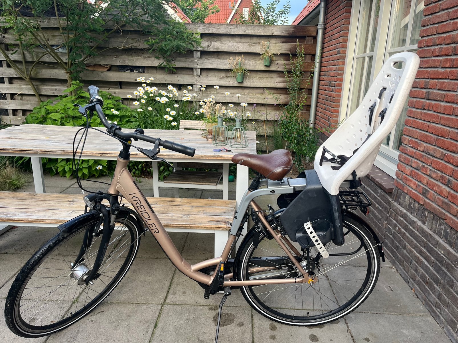 damesfiets Kreidler met Yepp kinderzitje, Ophalen, Gebruikt, Overige merken
