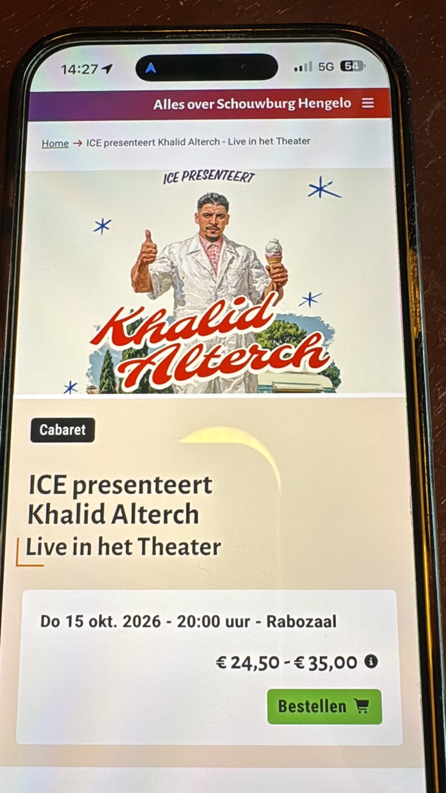 Ice tickets te koop theater 15 oktober hengelo