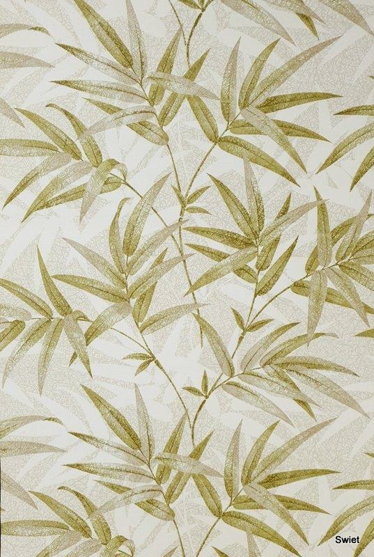 5690 Groen bamboe behang bladeren retro stijl natuur Swiet, Ophalen of Verzenden, 25 tot 50 m², Groen