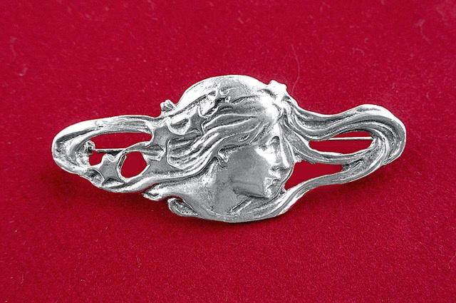 Zilveren Broche Jugendstil René Lalique Bedrag goed doel, 4 tot 7 cm, Nieuw, Ophalen of Verzenden, Zilver