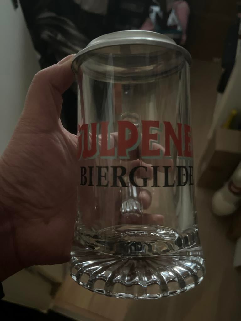 Gulpener Biergilde Bierpul met deksel, Ophalen of Verzenden, Gebruikt, Bierglas