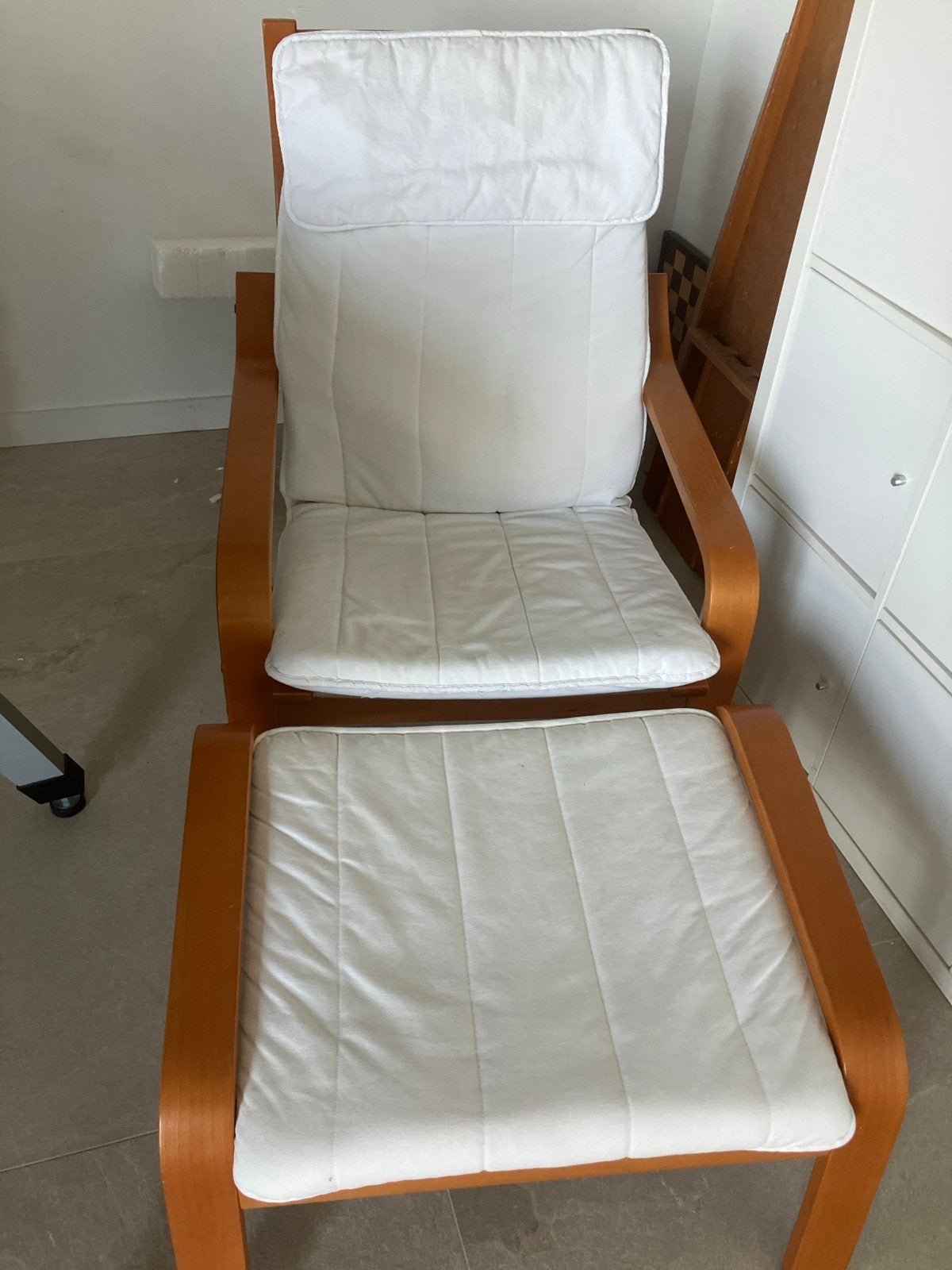 IKEA Poäng fauteuil met voetenbankje, Ophalen, Gebruikt, Wit, Eén
