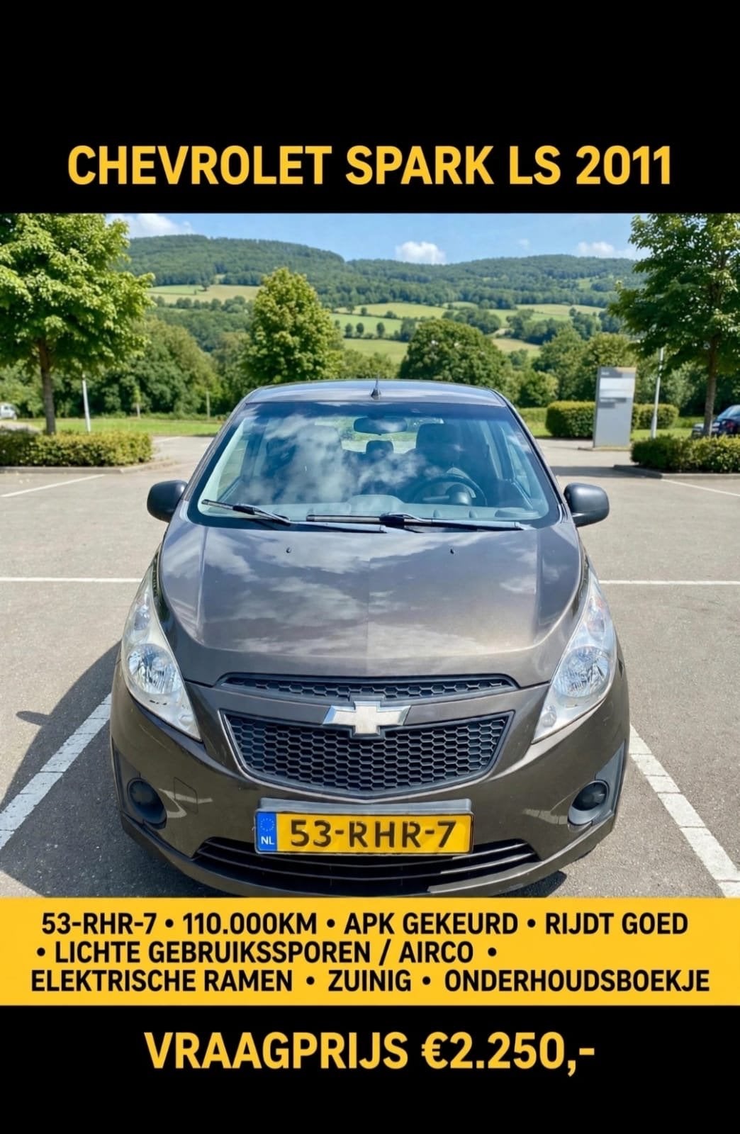 Chevrolet Spark 1.0 16V  met AIRCO, Voorwielaandrijving, 839 kg, 4 cilinders, Bruin