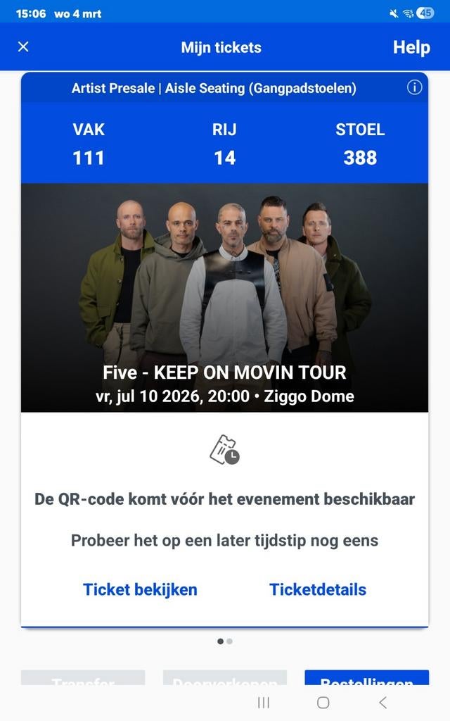 Five, Eén persoon, Juli