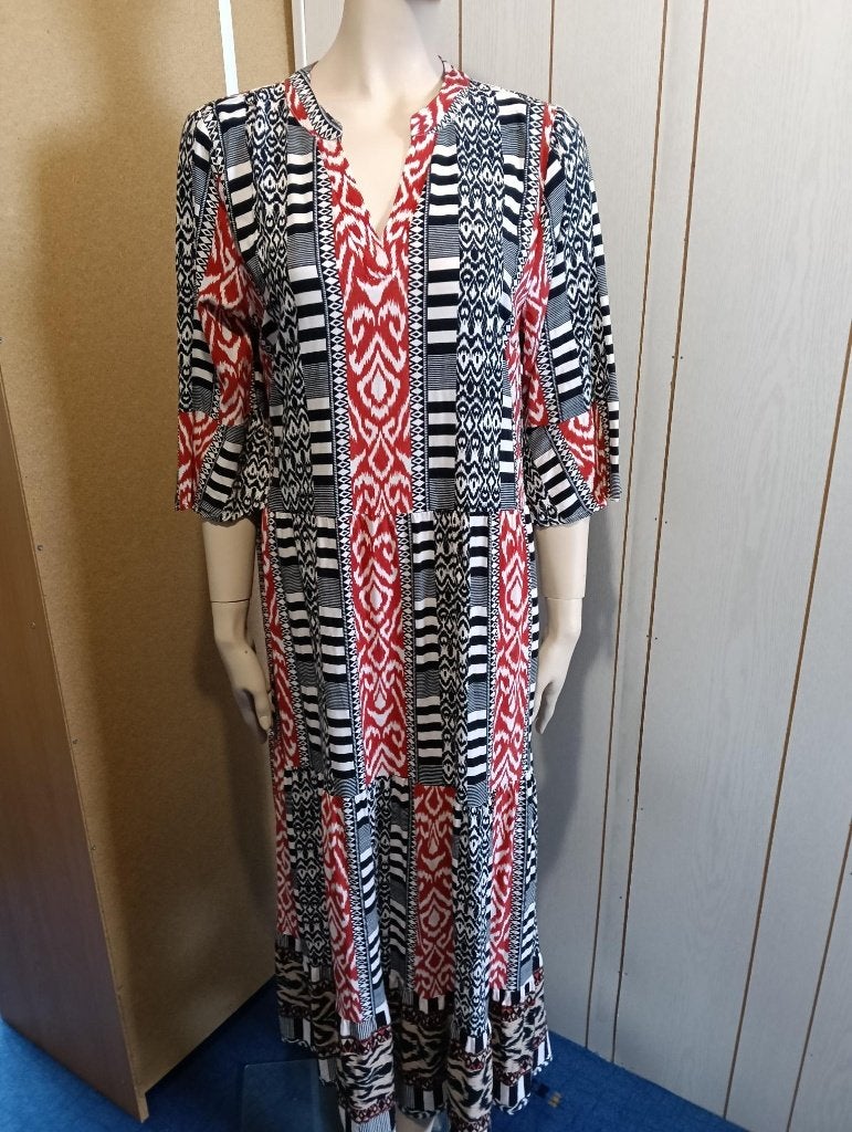 Smashed Lemon maxi dress maat L Zwart rood wit, Maat 42/44 (L), Ophalen of Verzenden, Zo goed als nieuw, Smashed Lemon