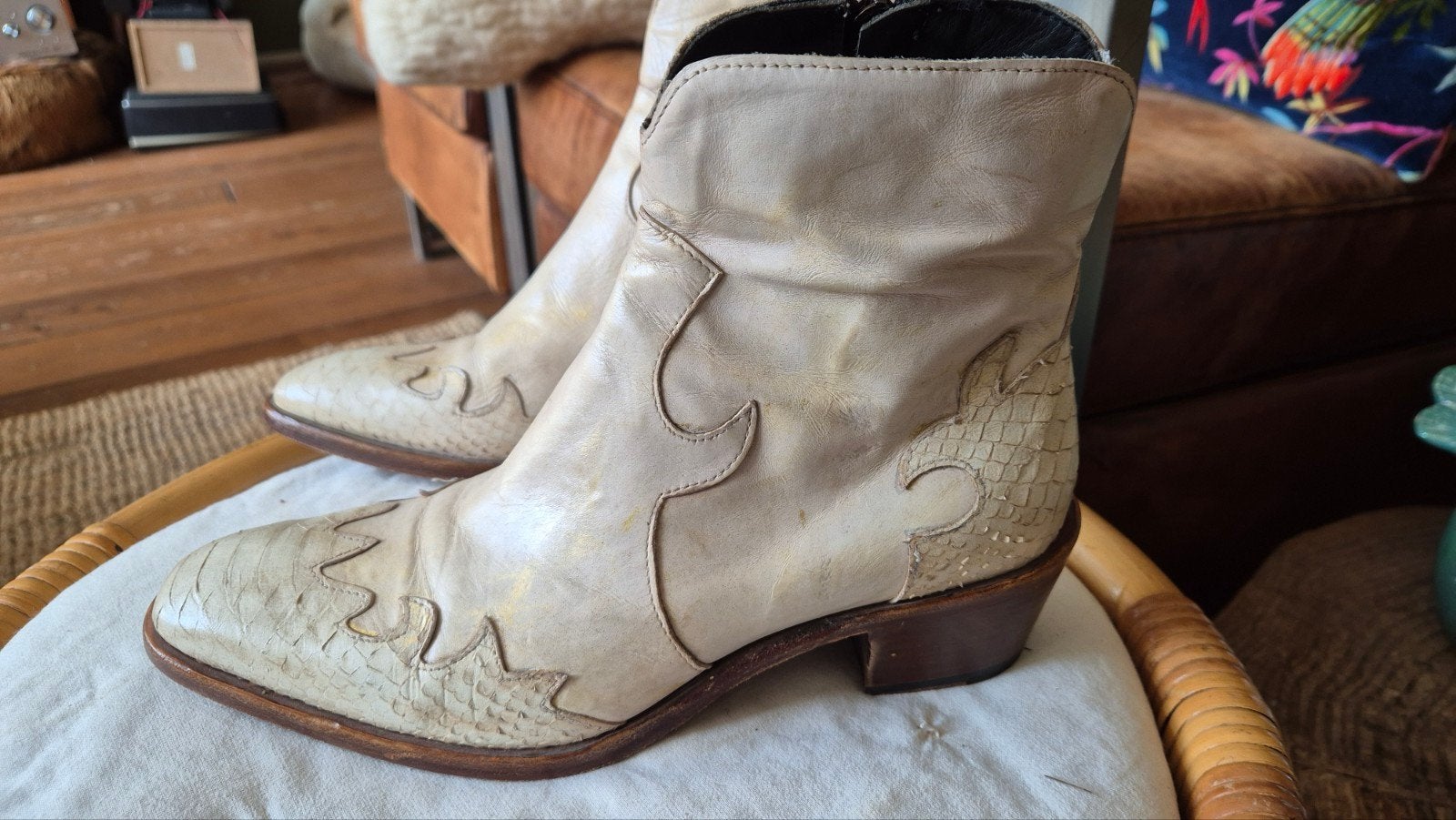 Ghost in hele mooie staat creme leren laarzen mt 38,5 cm, Beige, Lage of Enkellaarzen, Ophalen of Verzenden, Zo goed als nieuw