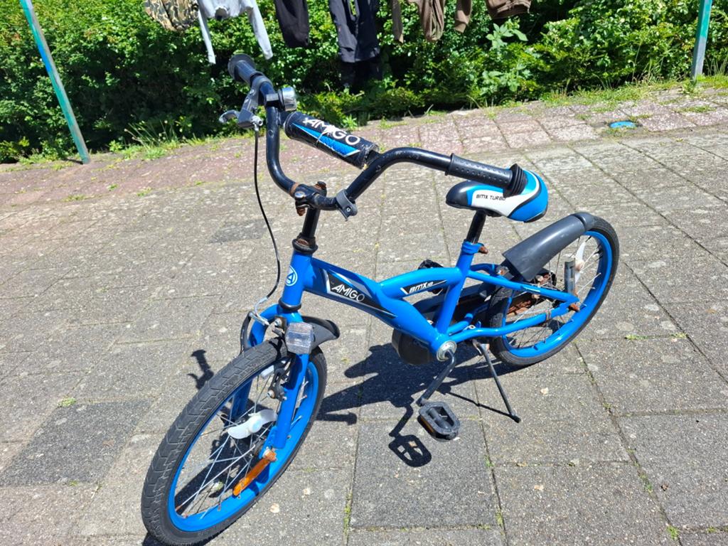 Amigo BMX Turbo kinderfiets - Blauw - 16 inch, Fietsen en Brommers, Fietsen | Kinderfietsjes, Terugtraprem, Ophalen of Verzenden