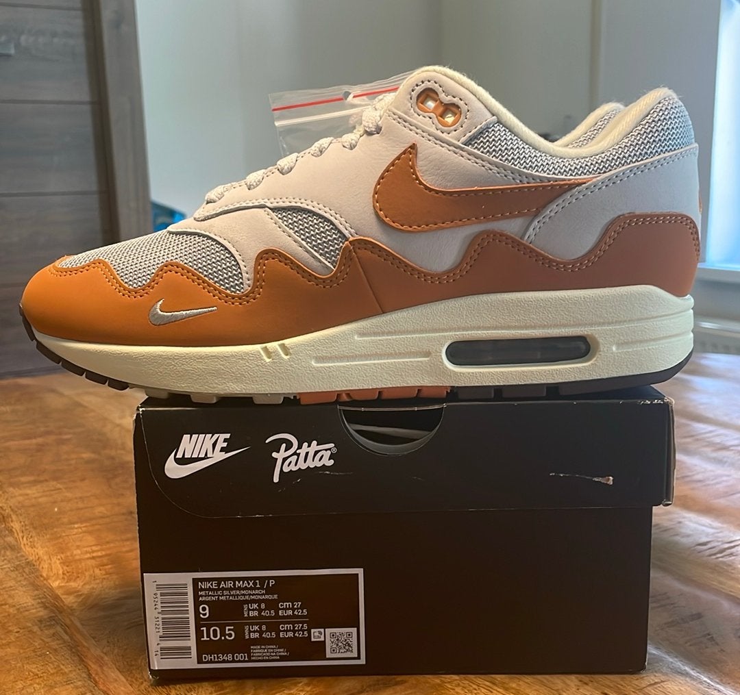 Nike air max 1 Patta Monarch 42.5 NIEUW., Ophalen of Verzenden, Nieuw, Sneakers of Gympen