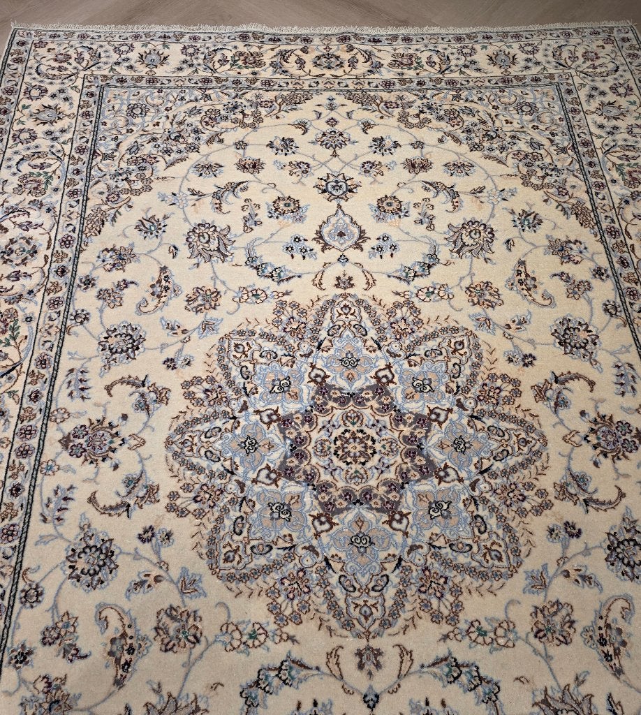 Perzisch tapijt Nain 220x150 (6La), Ophalen, 100 tot 150 cm, Perzisch, Blauw