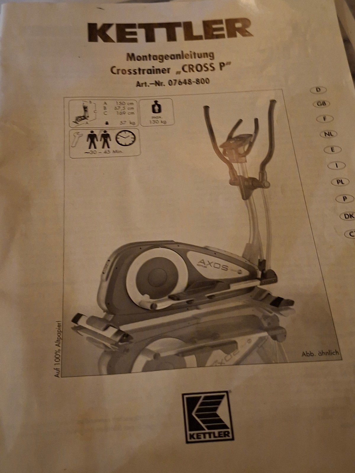Crosstrainer :van het merk KETTLER P AXOS z.g.a.n., Benen, Aluminium, Ophalen of Verzenden, Zo goed als nieuw