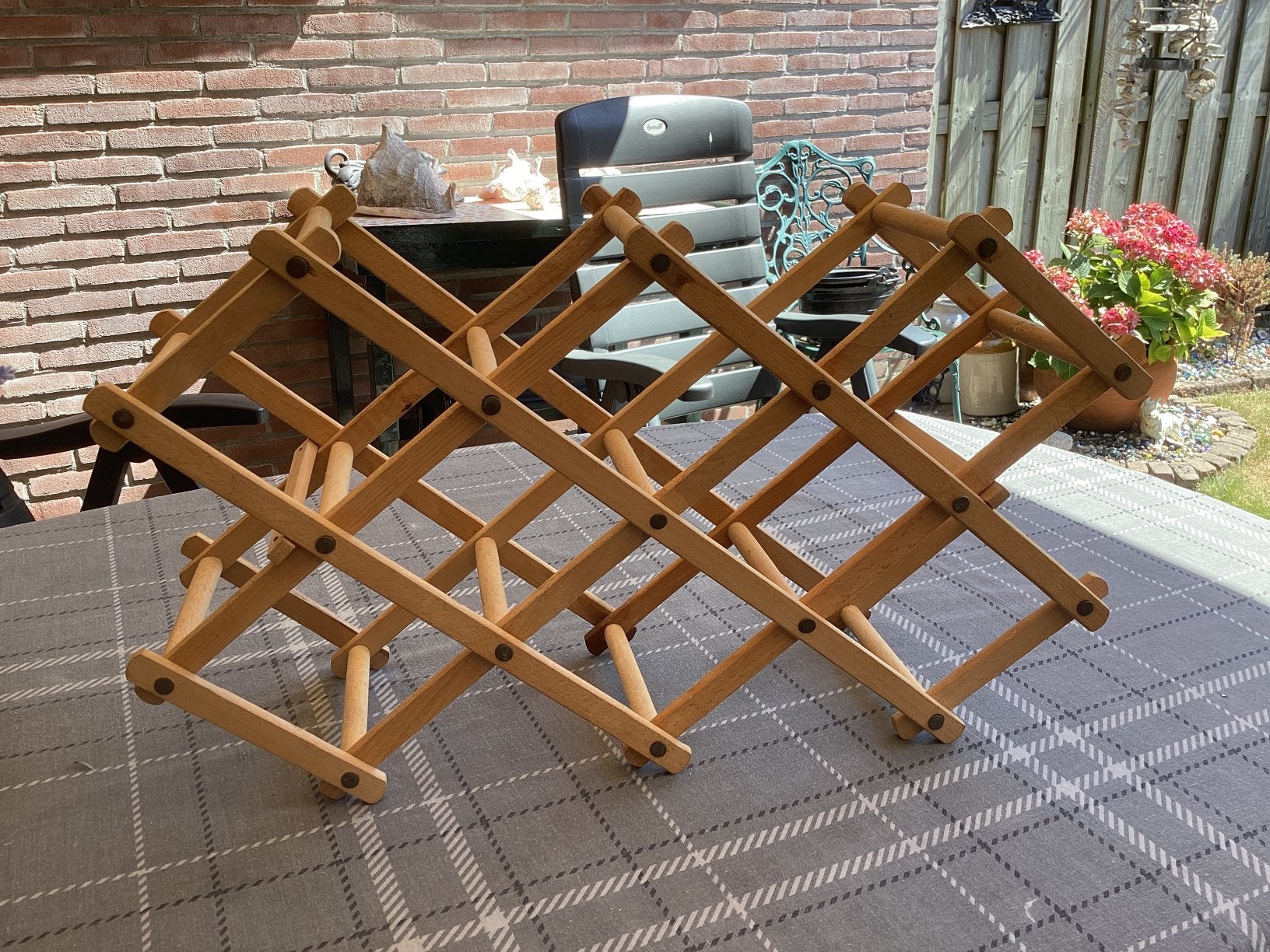 Beukenhouten flessenrek 10 flessen, Huis en Inrichting, Ophalen of Verzenden, Zo goed als nieuw, 5 tot 15 flessen
