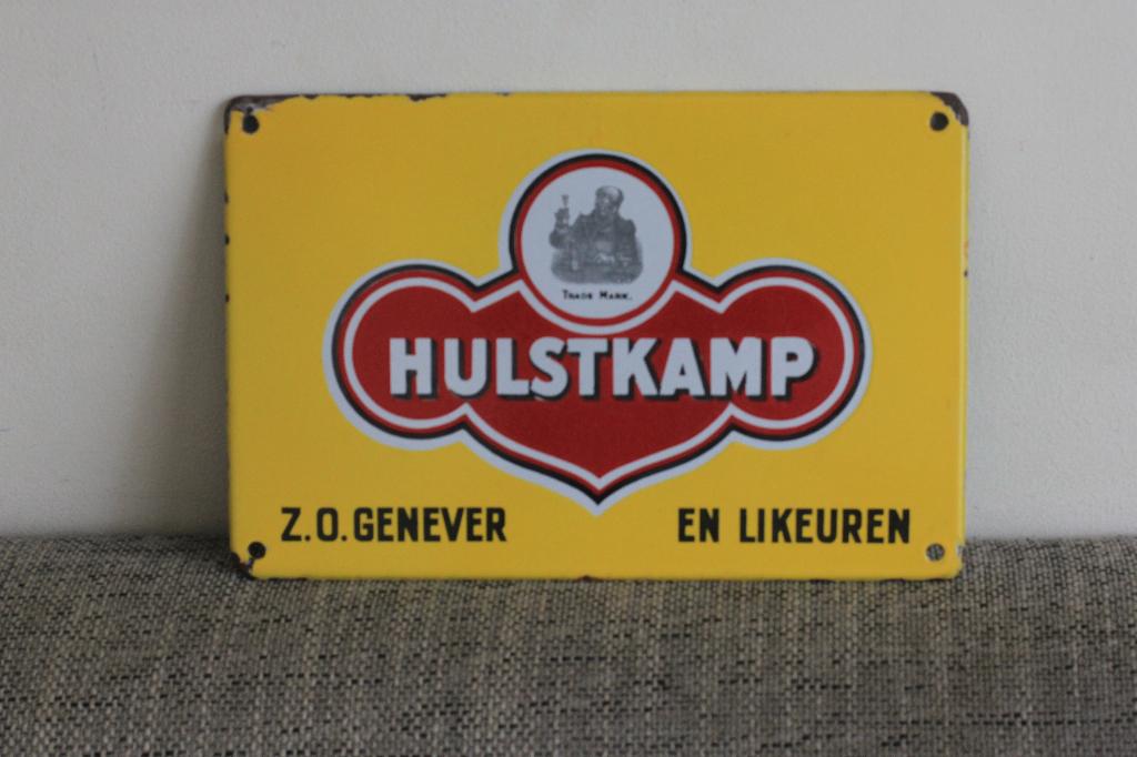 emaille plaat HULSTKAMP OUDE GENEVER, Ophalen of Verzenden