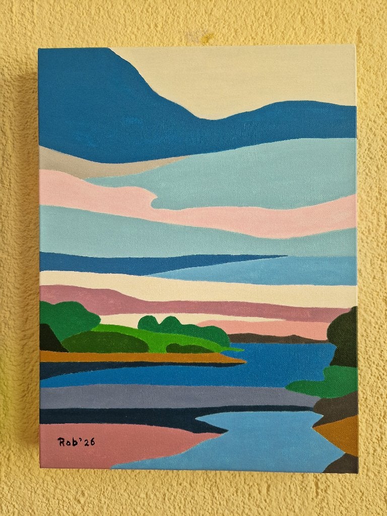 Schilderij: abstract landschap - Zelf geschilderd, Ophalen