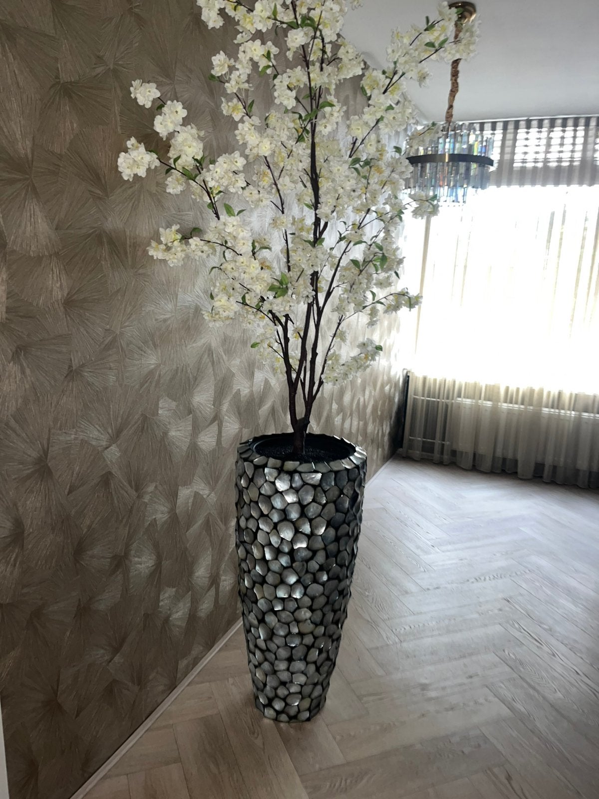 Schelpenvaas met bloesemboom, Huis en Inrichting, Ophalen, Zo goed als nieuw