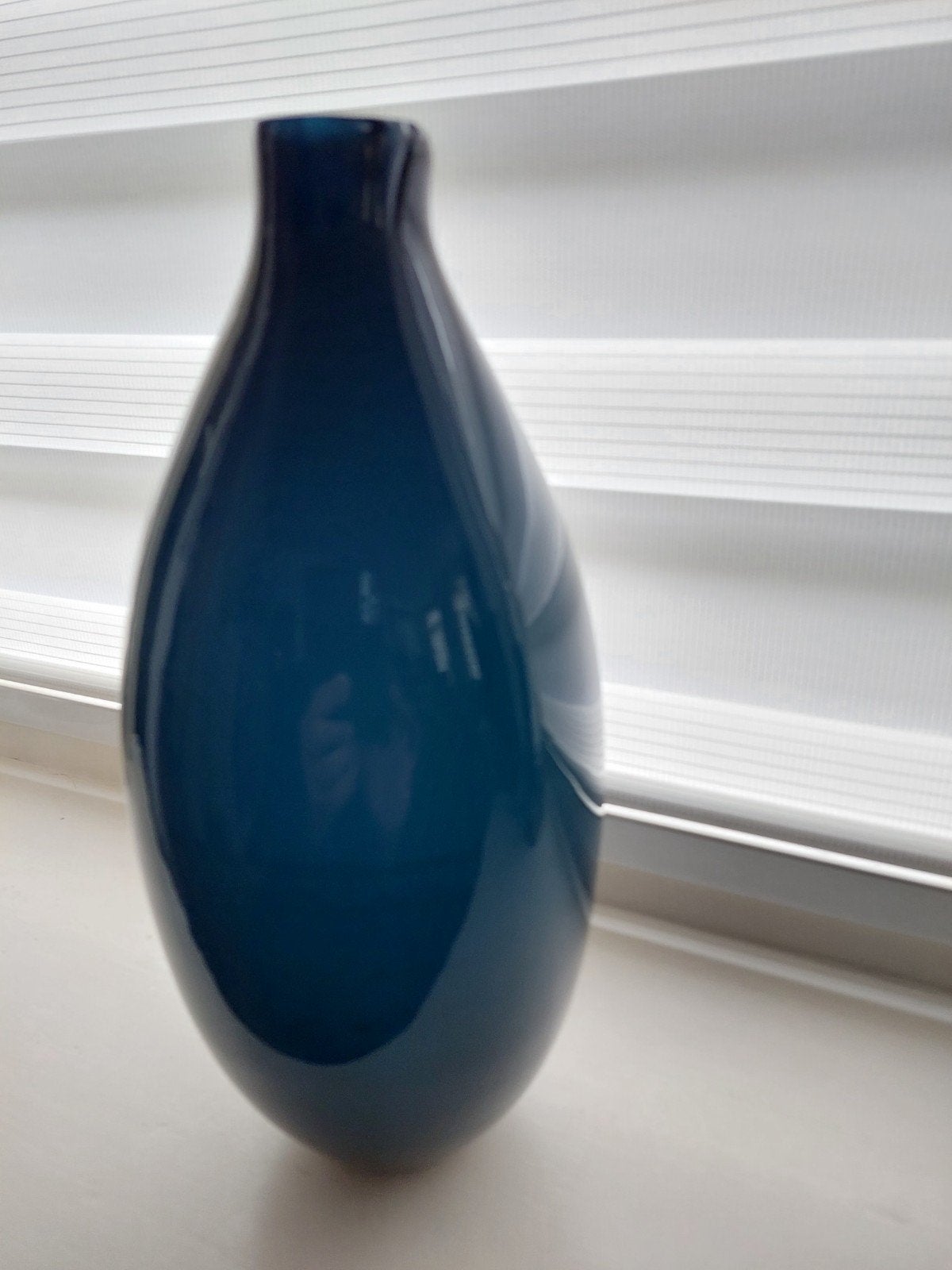 Mondgeblazen petrol blauwe vaas - ca. 30 cm hoog, Antiek en Kunst, Ophalen of Verzenden