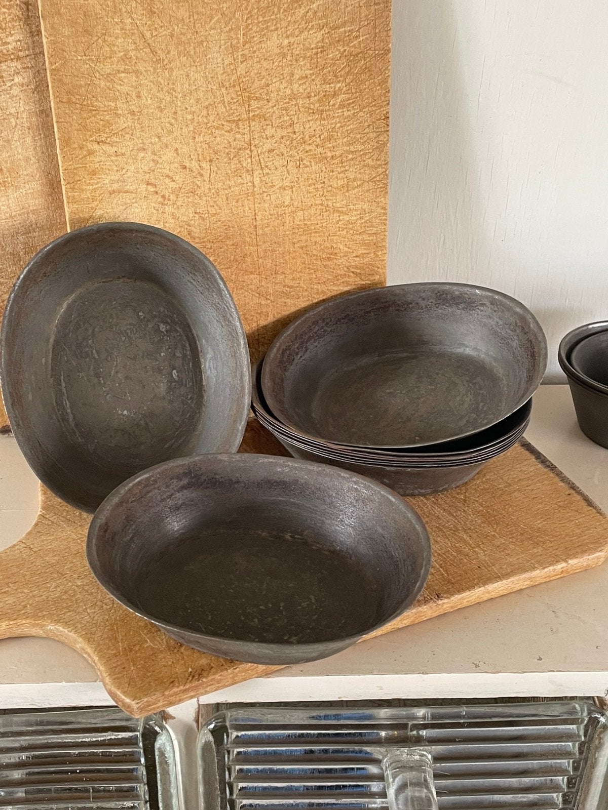 Brocante oude bakvormpjes setje van 9, Antiek en Kunst, Ophalen of Verzenden