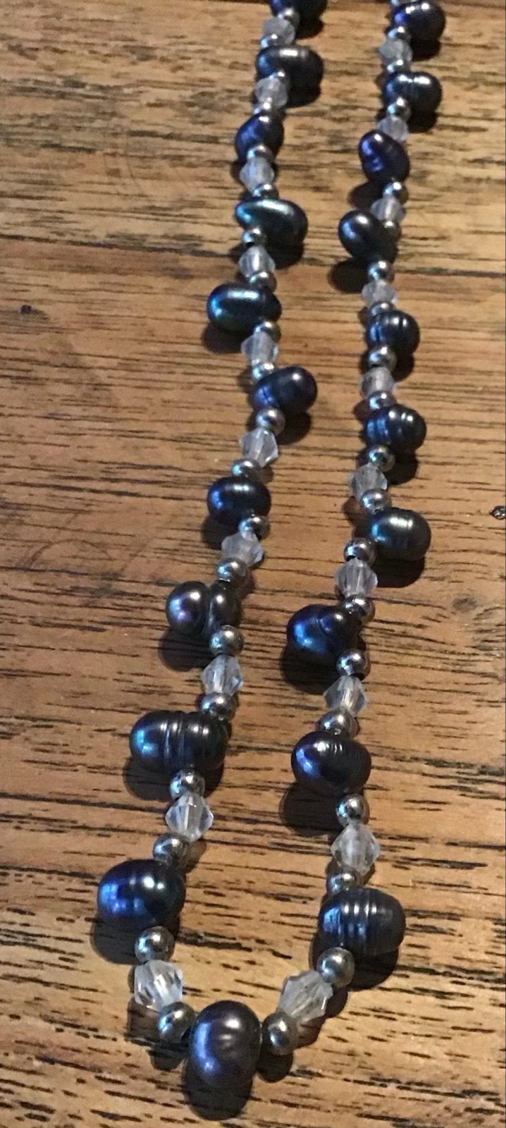 Antieke ketting met donkergrijze barok parels en kristallen, Ophalen of Verzenden, Overige materialen, Ketting, Met edelsteen