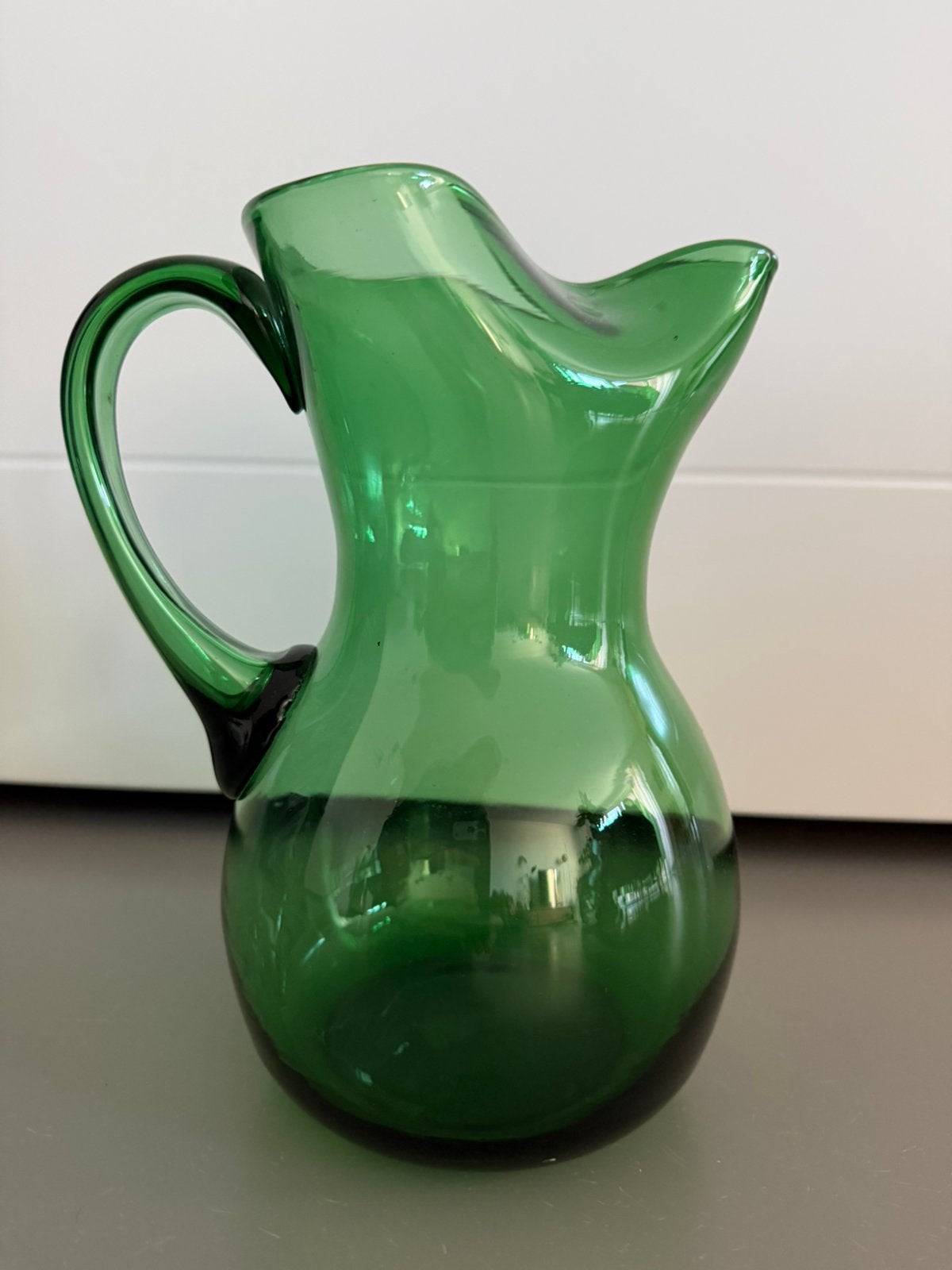 Groene glazen vintage kan, Ophalen, Zo goed als nieuw