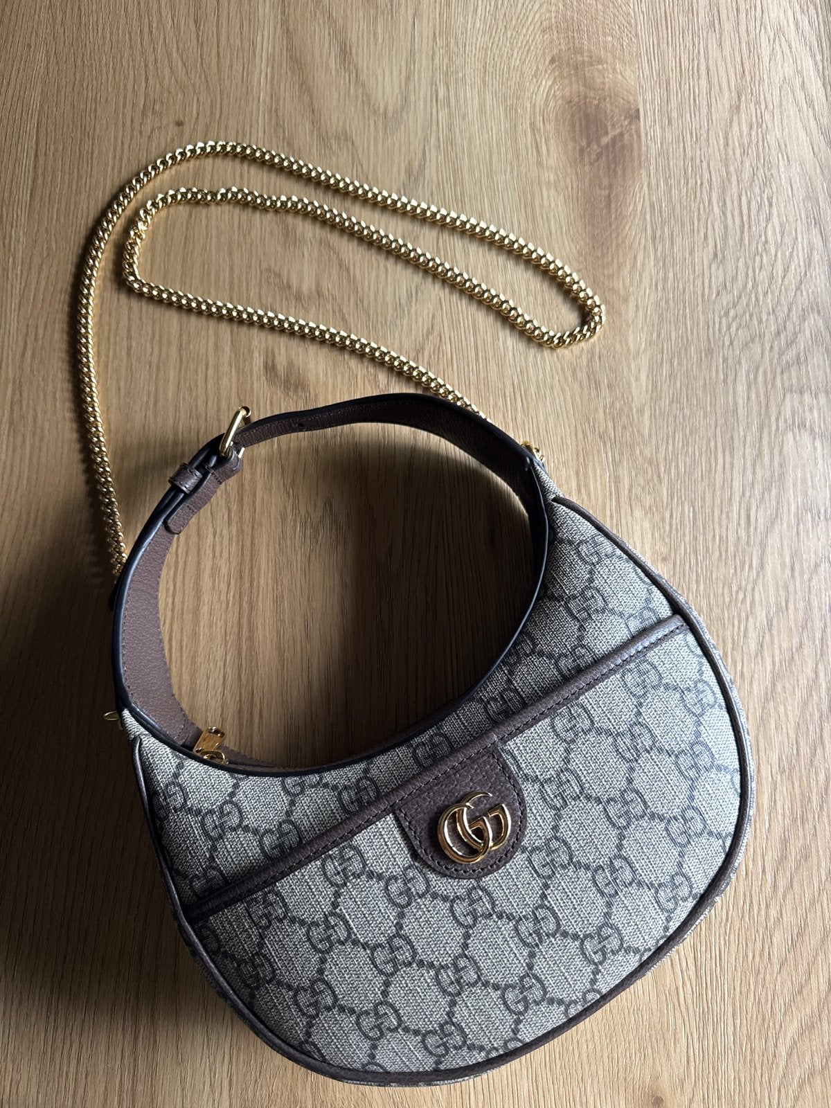 Gucci Ophidia small shoulder bag GG Supreme canvas, Ophalen, Zo goed als nieuw, Beige, Schoudertasje