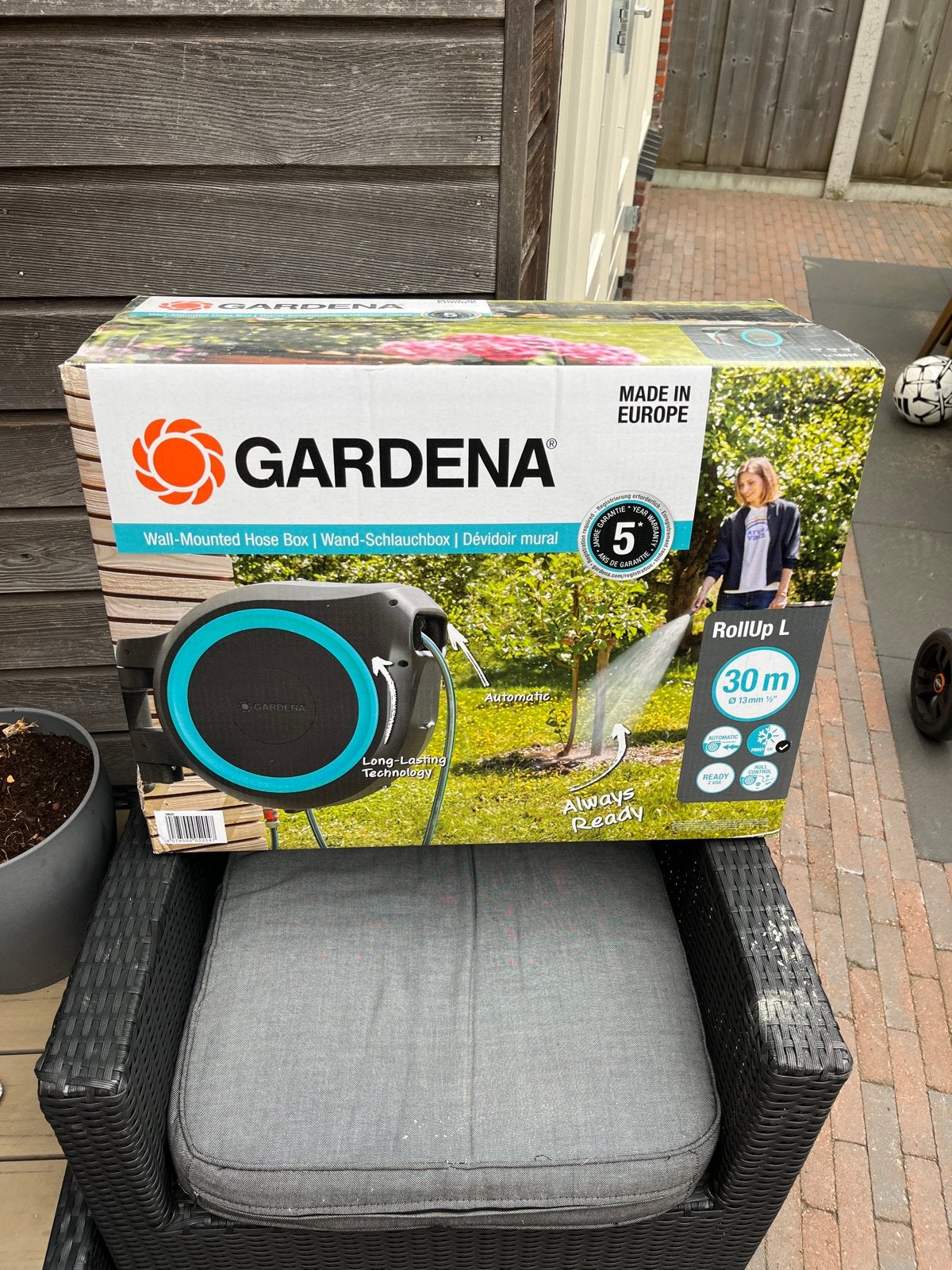 Gardena wandslangbox RollUp L 30m - Nieuw in doos, Tuin en Terras, Tuinslangen, Ophalen of Verzenden, Nieuw, Tuinslanghaspel