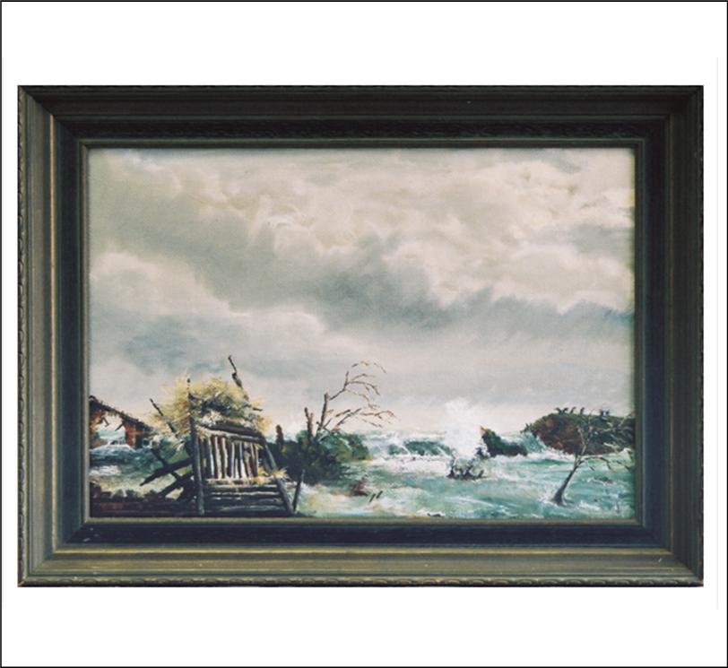 schilderij  1 Februari 1953: Watersnood de dijk breekt door., Antiek en Kunst, Ophalen of Verzenden