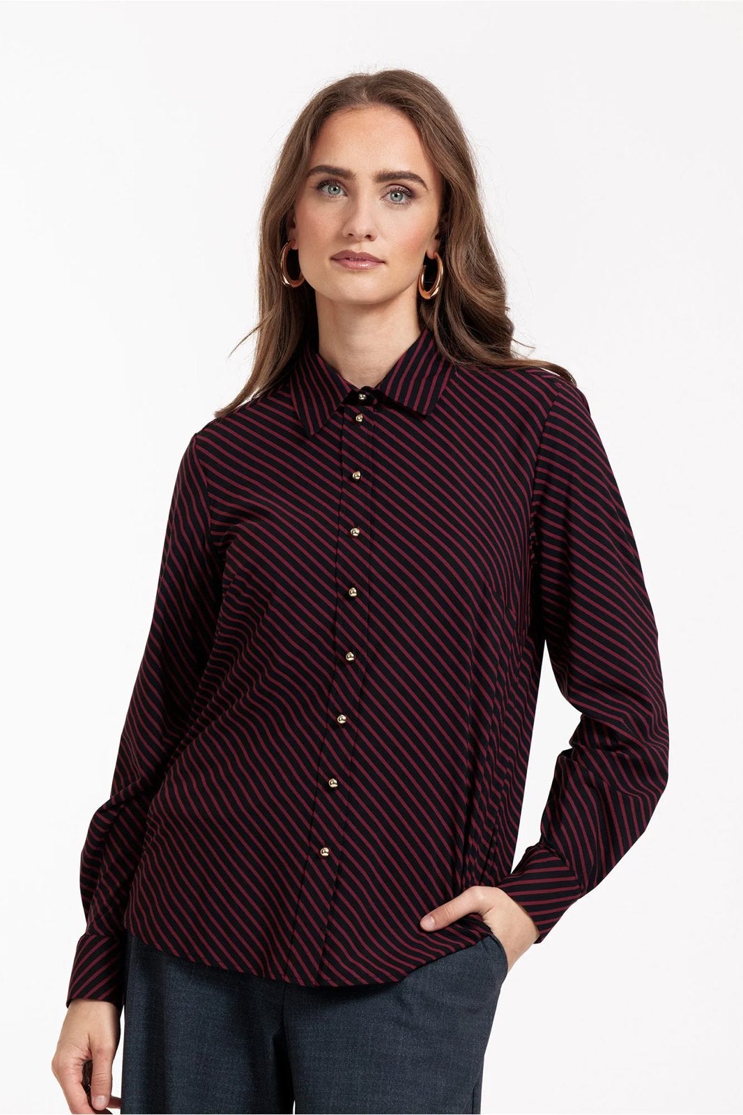 Studio Anneloes Bobby fancy merlot blouse travelstof XXL, Kleding | Dames, Ophalen of Verzenden, Zo goed als nieuw, Maat 46/48 (XL) of groter