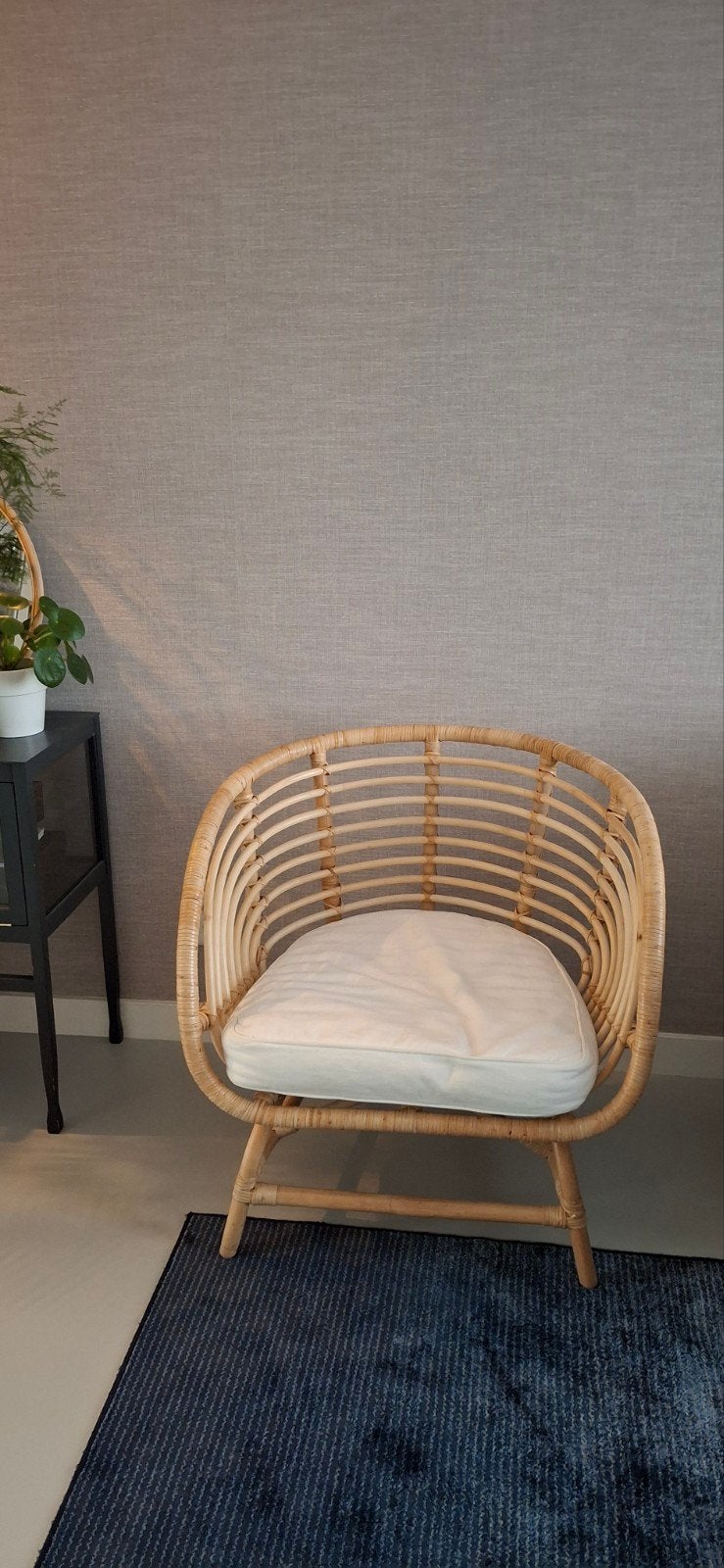 IKEA Rotan Stoel met Uitwasbaar Kussen, Ophalen, Overige kleuren, Bohemian, Scandinavisch, Zo goed als nieuw