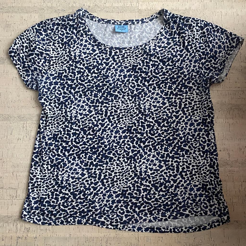 John Cabot t-shirt panterprint blauw zwart - maat M, Kleding | Dames, T-shirts, Maat 38/40 (M), Wit, Ophalen of Verzenden, Zo goed als nieuw