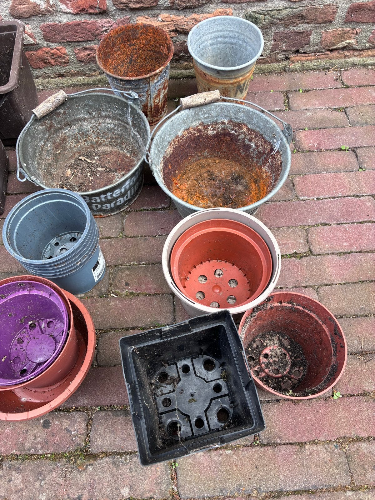 Diverse bloempotten en emmers, gebruikt, Overige materialen, Gebruikt, Balkon, Minder dan 40 cm