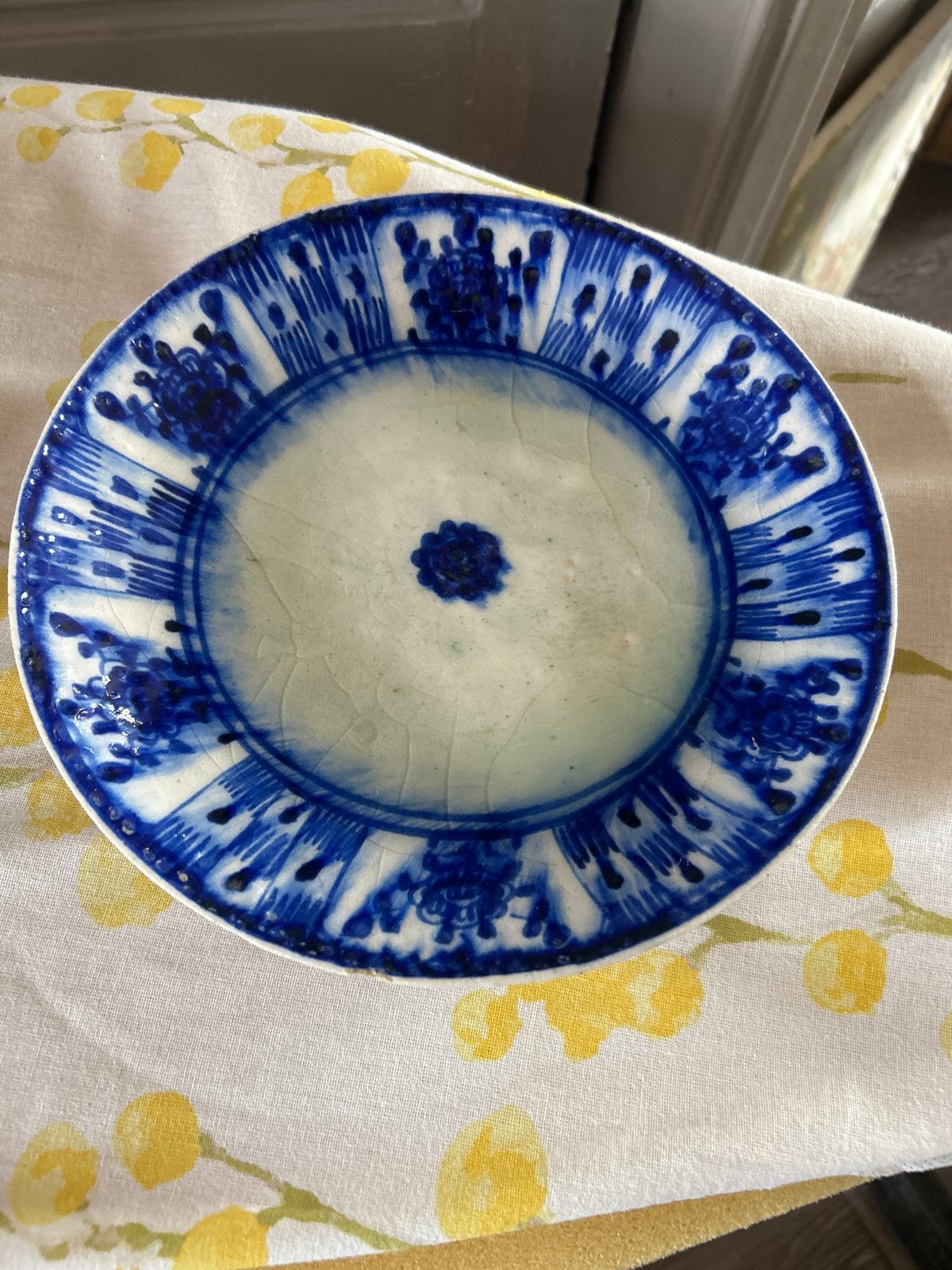 Antiek Chinees Kangxi Porseleinen Bord - Blauw/Wit, 24cm, Ophalen of Verzenden