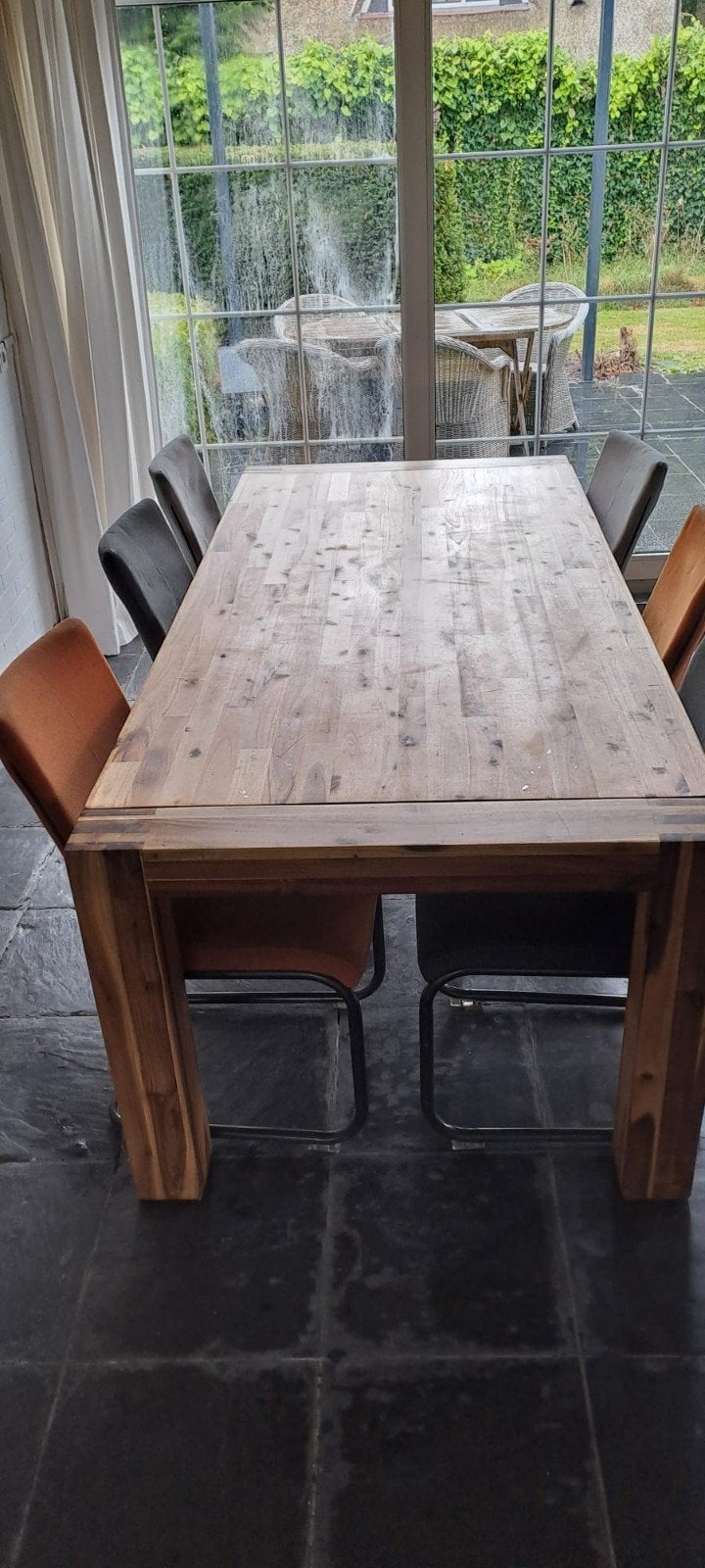 Houten eettafel 100x220, Huis en Inrichting, Tafels | Eettafels, Ophalen, Gebruikt, 100 tot 150 cm, 200 cm of meer