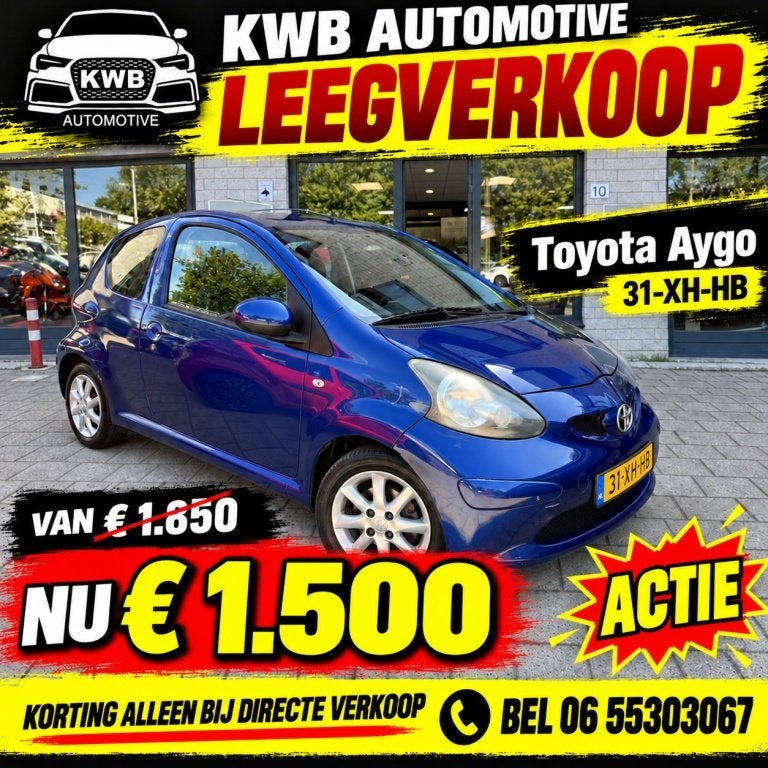Toyota Aygo 1.0-12V 3-deurs | Airco | Nieuwe APK Remmen uitl, Auto's, Gebruikt, 68 pk, Origineel Nederlands, Bedrijf
